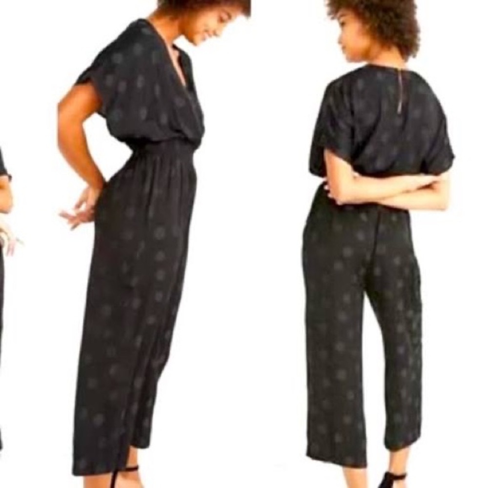 Madewell satin polka dot wide leg jumpsuit